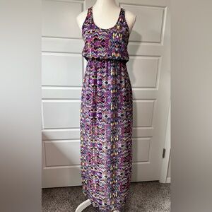 Alya Geometric Print Maxi Dress Sleeveless Casual Summer Sundress Colorful Small